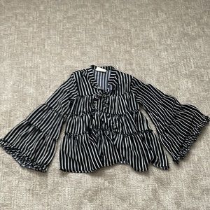Flowy black and white striped blouse